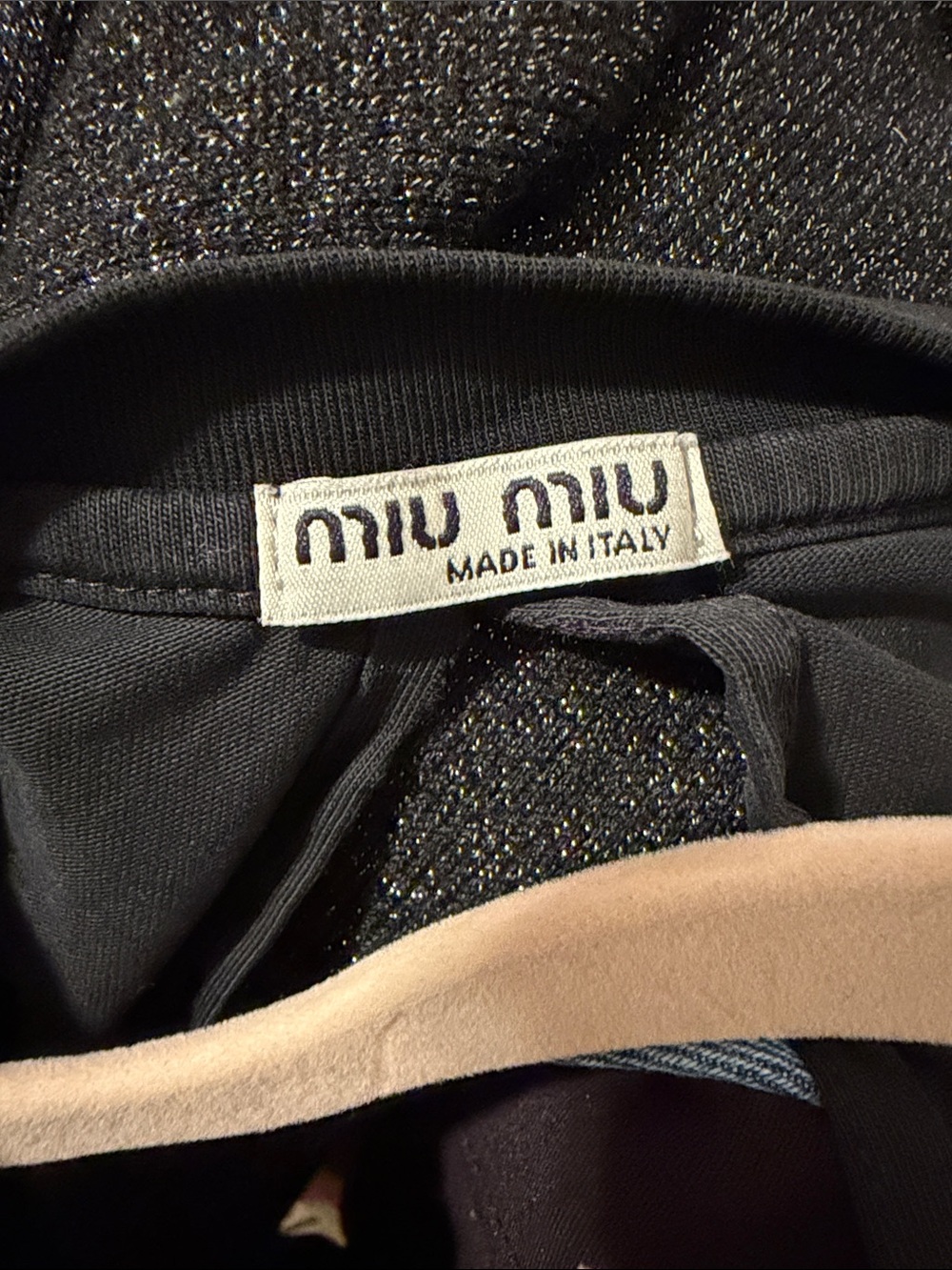 Miu Miu Black Cropped Drawstring Logo Tee - Picture 3 of 3